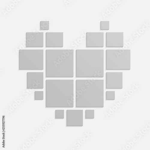 Collage nineteen heart frames, photos or parts.