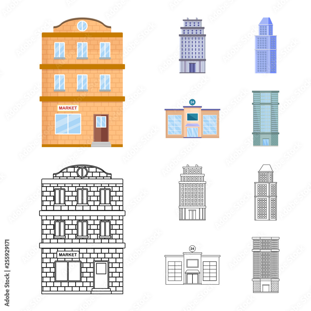 Vector design of municipal and center symbol. Collection of municipal and estate   stock vector illustration.
