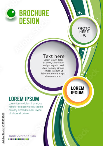 Colorfull circle on blue wave background - abstract flyer design