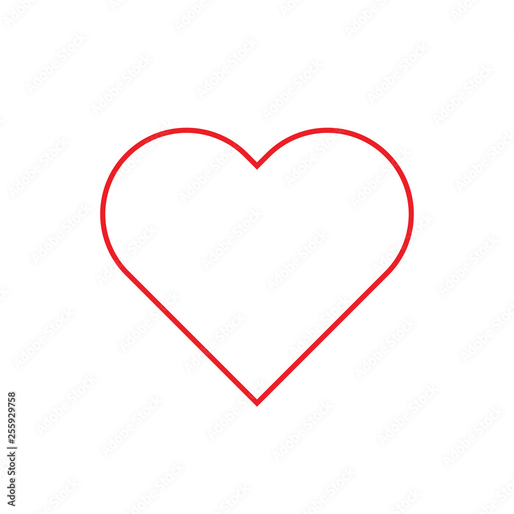 Heart Red outline flat style Icon. Vector illustration.