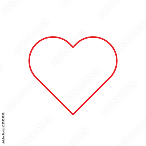 Heart Red outline flat style Icon. Vector illustration.