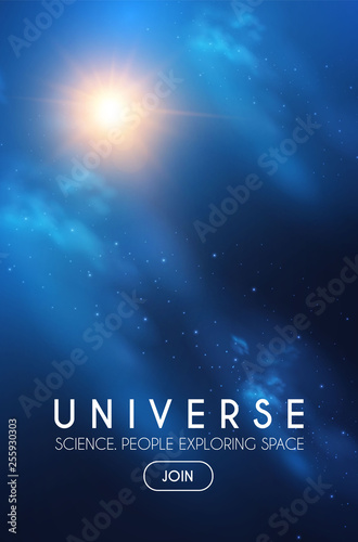 Universe. Infinity Space with Nebula and Star Light. Cosmos. Shining Blur Background.