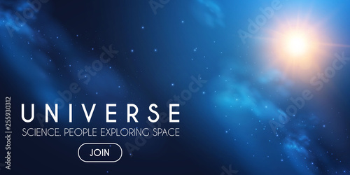 Universe. Infinity Space with Nebula and Star Light. Cosmos. Shining Blur Background.