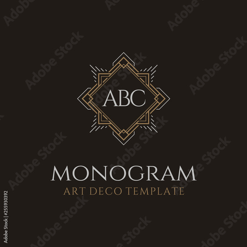 Elegant Luxury Initials Monogram Logo design with Vintage Art Deco style