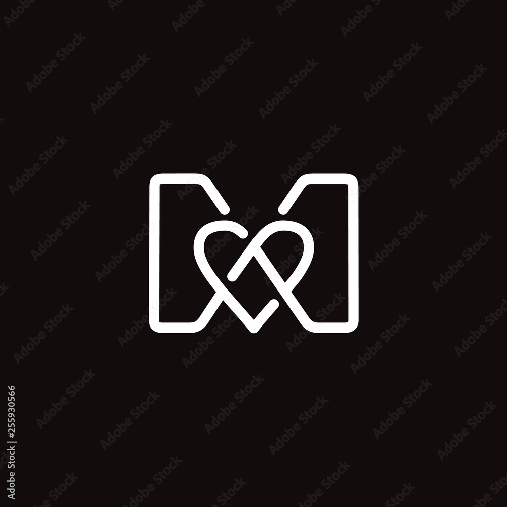 Initial / Letter M with Heart Love logo design inspiration Stock Vector ...