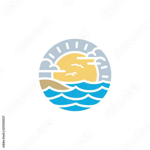 Summer beach vacation logo design