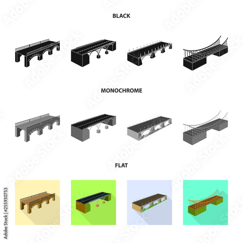 Vector illustration of connection and design sign. Set of connection and side stock vector illustration.