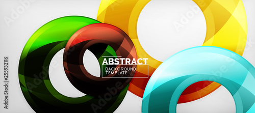 Modern geometric circles abstract background, colorful round shapes with shadow effects