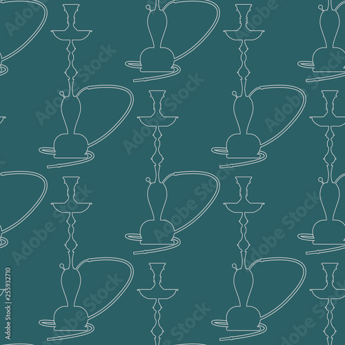 Hookah pattern seamless with line art style. Vector illustration.