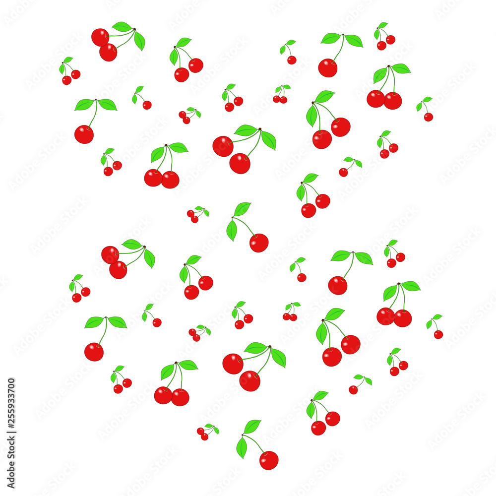 Pattern with cherries. - Illustration. Pattern with cherries. - Illustration.