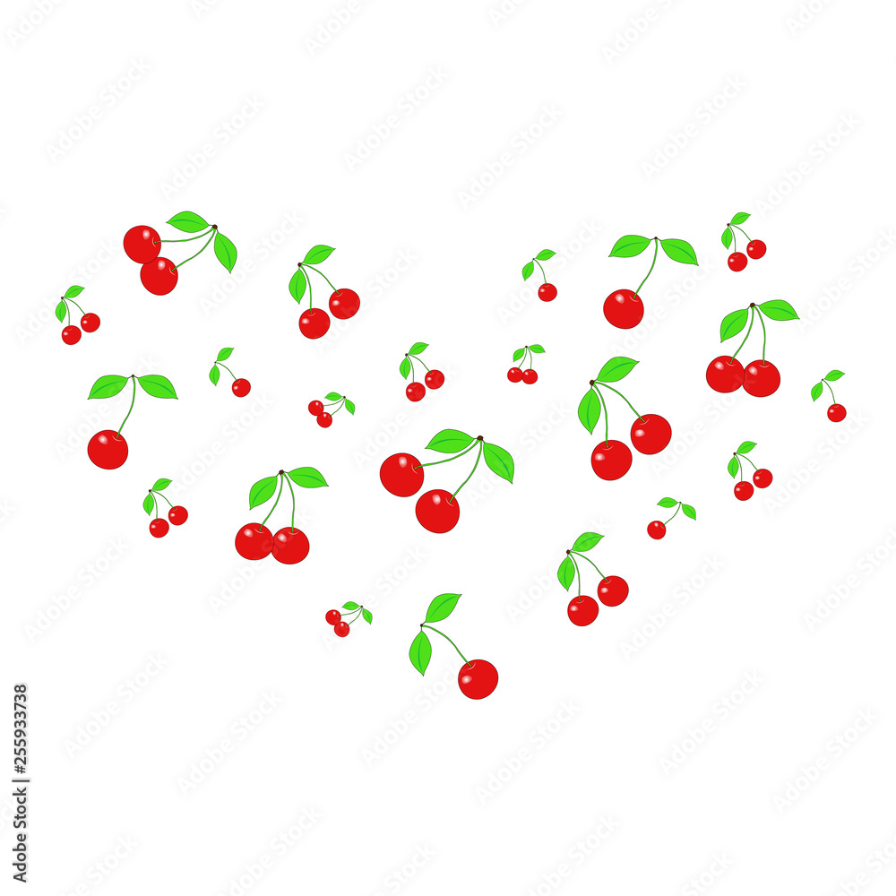 Pattern with cherries. - Illustration. Pattern with cherries. - Illustration.