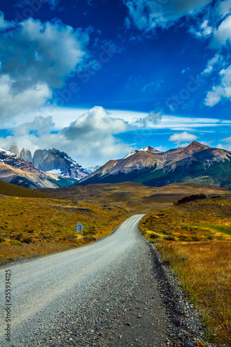 Gravel road in the Torres del Paine
