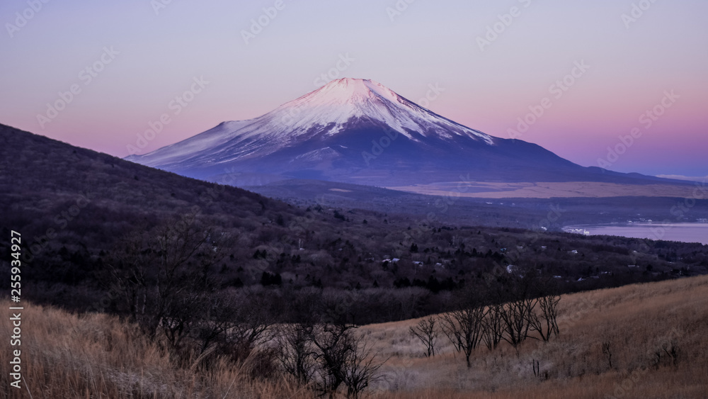 冬の富士山、日本の絶景、霊峰富士、山中湖、富士五湖