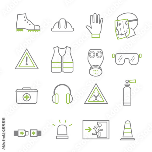 Work safety line icon set Vector illustration concept