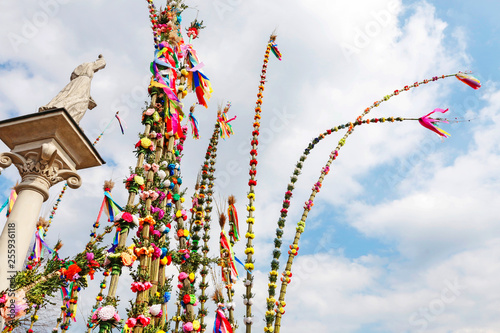 LIPNICA MUROWANA, POLAND - APRIL 09, 2017: Easter Palm Contest in Lipnica Murowana, Poland. Annual event of Palm Sunday. photo