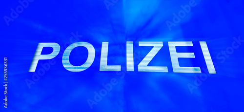 Polizei sign on a German police car  photo