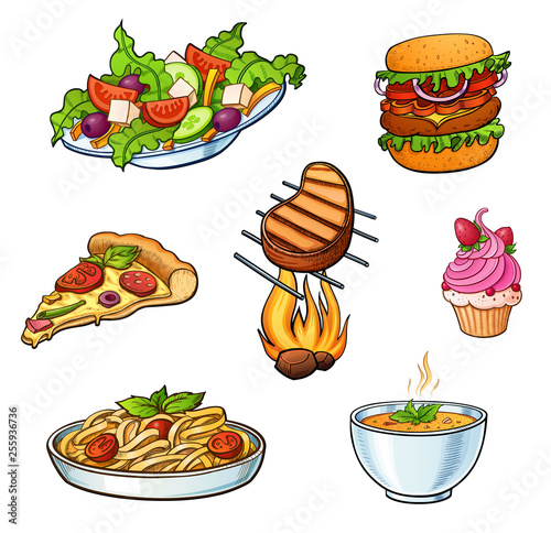 Set of a dishes illustrations