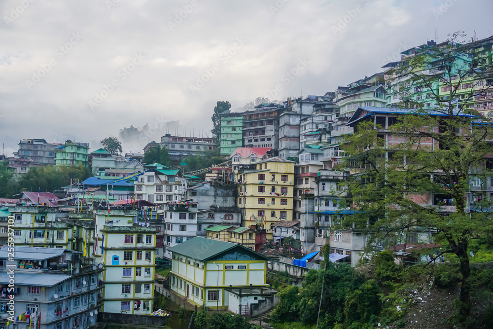 Landscapes of the city of Gangtok in Sikkim, India
