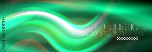 Fluid colors mixing glowing neon wave background, holographic texture
