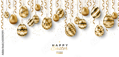 Easter eggs and gold streamers