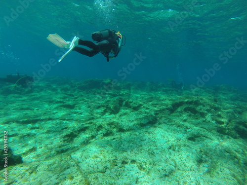 Wallpaper Mural diver, scuba, diving, underwater, sea, cyprus, bubbles, girl, extreme, depth Torontodigital.ca