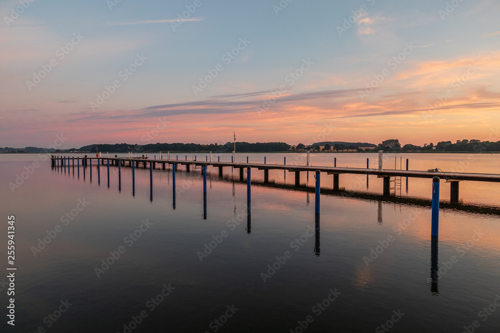 Lake in Sellin at sunset in Ruegen, Germany