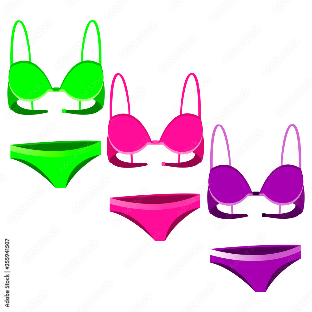 Collection of colored bras. Swimsuit Summer Collection of colored bras. Swimsuit Summer