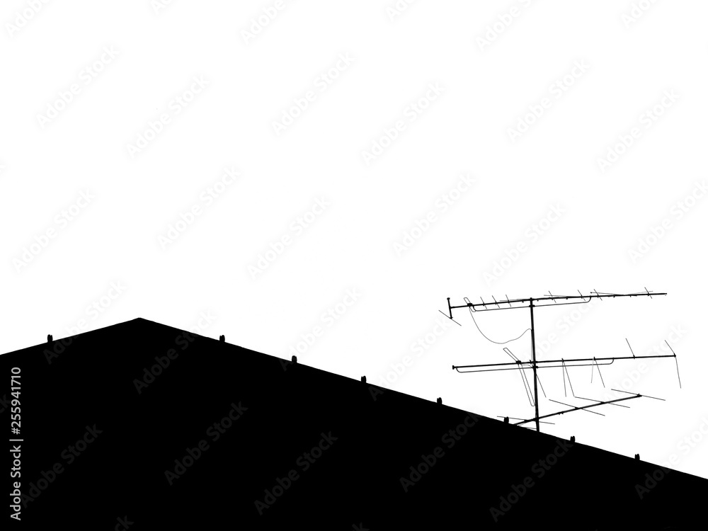 Silhouette roof with TV antenna