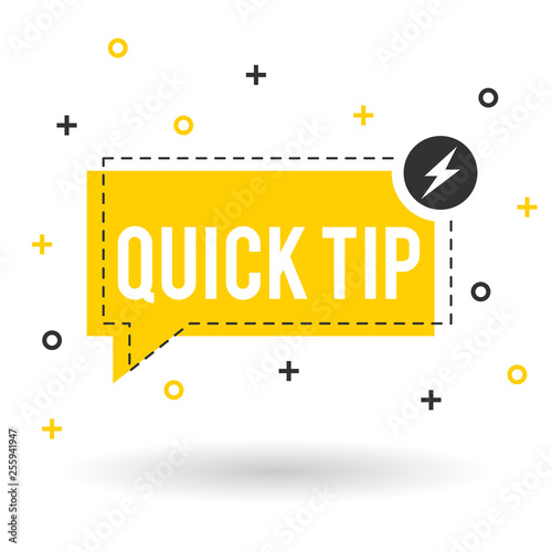 Yellow quick tips logo, icon or symbol with graphic elements suitable for web or documents