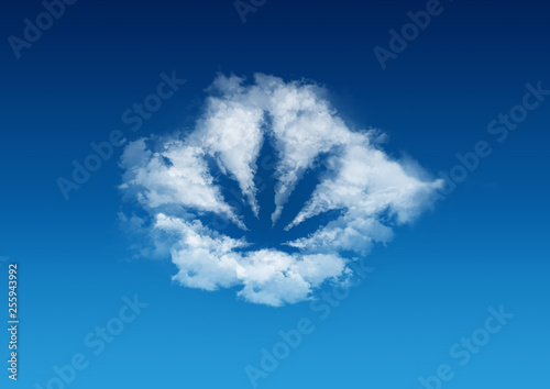 Fototapeta Naklejka Na Ścianę i Meble -  Cannabis in the form of a cloud in the blue sky