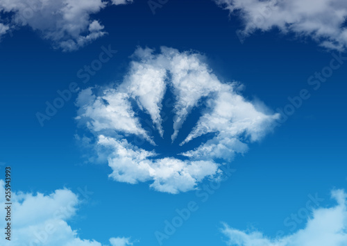 Fototapeta Naklejka Na Ścianę i Meble -  Cannabis in the form of a cloud in the blue sky