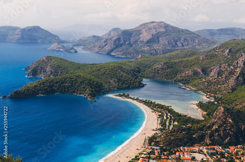 Amazing aerial view of Blue Lagoon in Oludeniz, Turkey. Summer landscape.