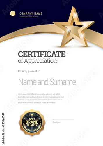 Certificate template. Diploma of modern design or gift certificate. Vector illustration.