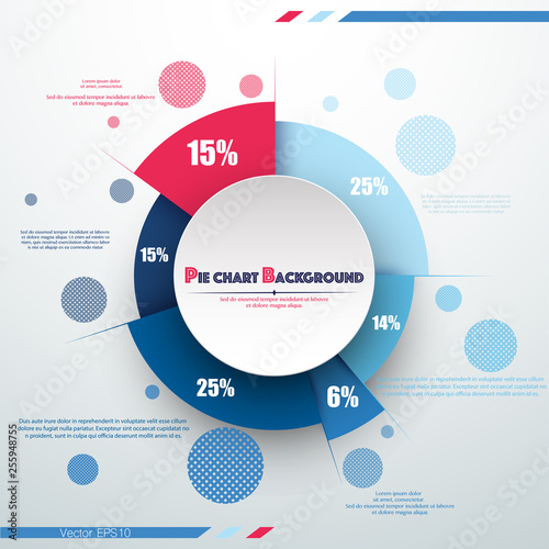 Business colorful pie chart template with big circle in the center. Background for your documents, web sites, reports, presentations and infographics