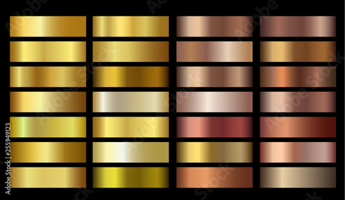 Vector Banners with gold and bronze gradient texture backgrounds