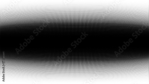 Halftone gradient pattern. Abstract halftone dots background. Monochrome dots pattern. Grunge texture. Pop Art, Comic small dots. Wave twisted dots. Banner with space. Template for cover, card, flyer