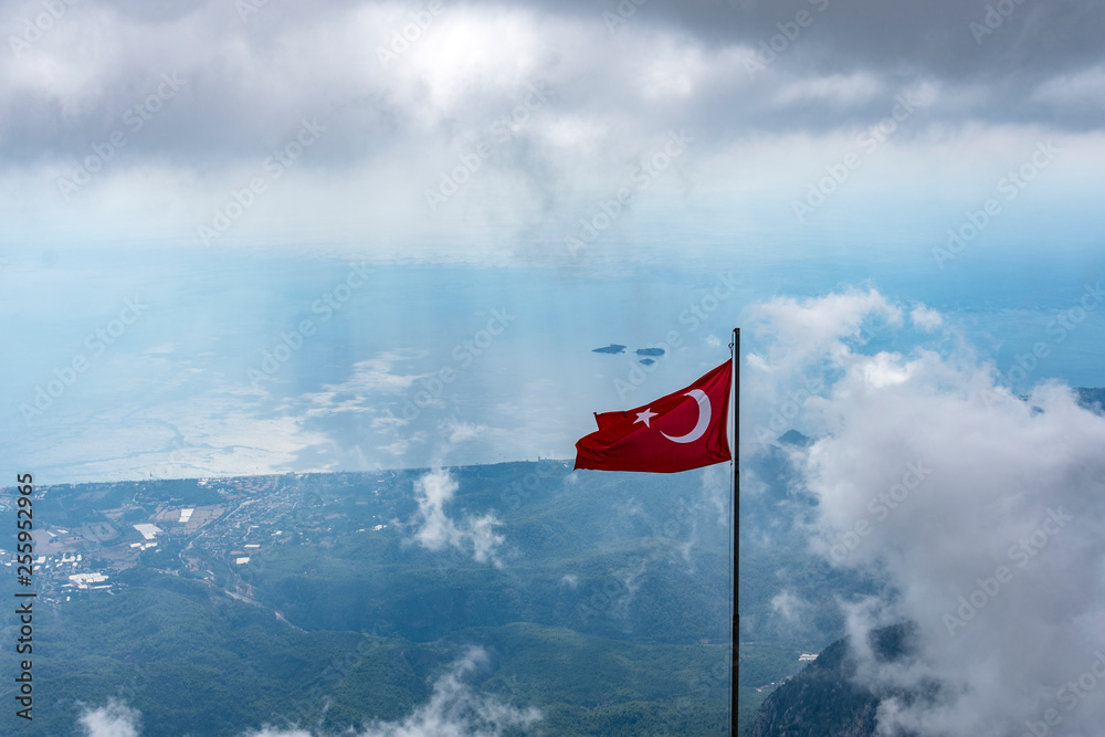 View from the Peak of Tahtali Mountain or Olympus to Kemer