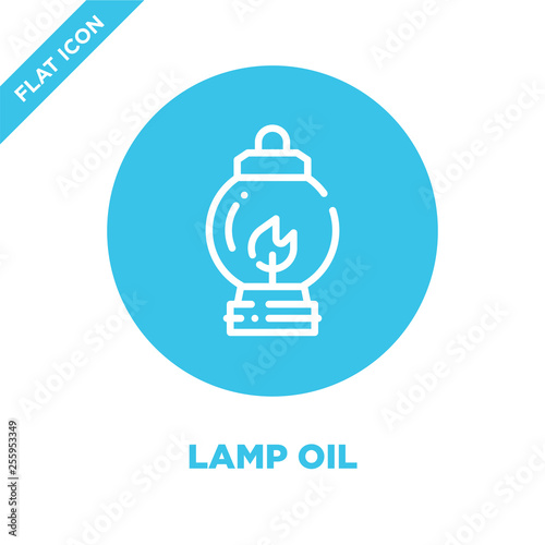 lamp oil icon vector from camping collection. Thin line lamp oil outline icon vector  illustration. Linear symbol for use on web and mobile apps, logo, print media.