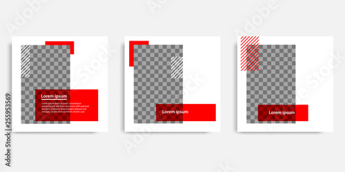 Wallpaper Mural Minimal design background vector illustration in black red white frame color. Editable square abstract vintage, geometric strip line shape banner template for social media post, stories, story, flyer. Torontodigital.ca