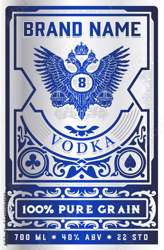 Vintage vodka label for packing. Vector layered