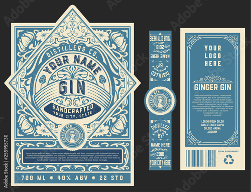 Vintage Gin label template photo
