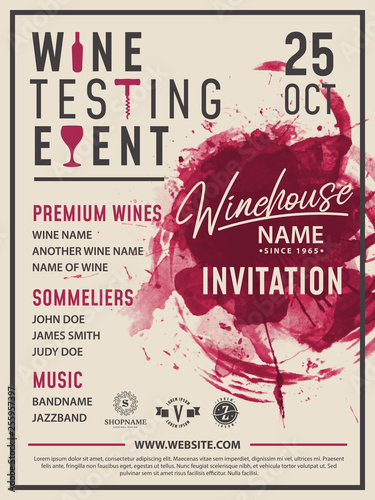 Wine taste invitation card vector design template