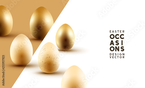 Gold and Cream Easter Eggs Background Layout