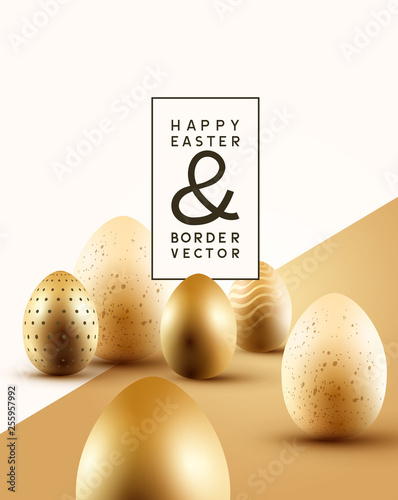 Golden Easter Eggs Composition Background