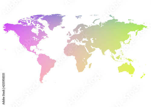 Planet earth, world map stylization with rainbow gradient