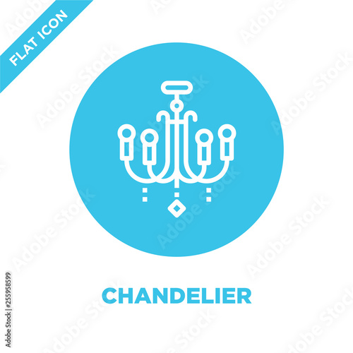 chandelier icon vector from furnitures collection. Thin line chandelier outline icon vector  illustration. Linear symbol for use on web and mobile apps, logo, print media.