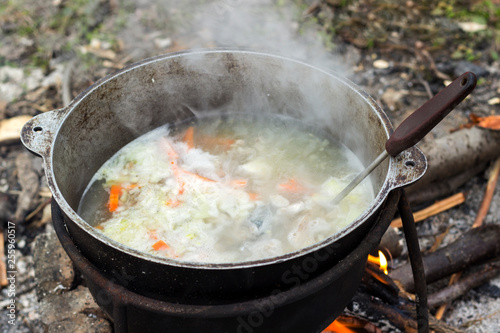 soup cooked in katla, on a fire, in a lusa, in a hike