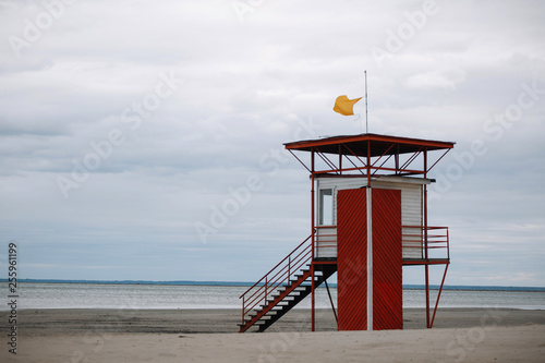 Lifeguard tower at early morning