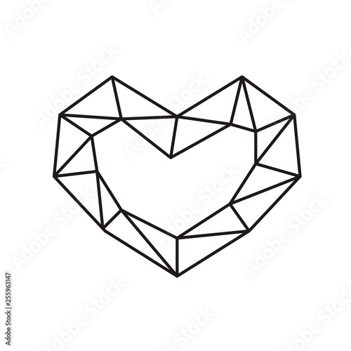 Geometric vector symbol heart shape frame with place for text. Love icon for greeting card or wedding, Valentines day, tattoo, print. Vector calligraphy illustration isolated on a white background