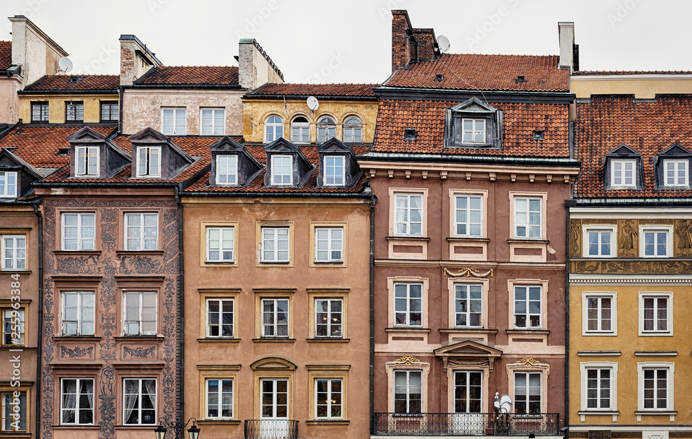 Houses in Old town of Warsaw, Poland.